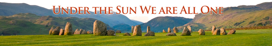 Image of landscape with the words "Under the Sun We are All One"